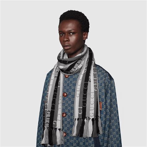 gucci striped wool scarf